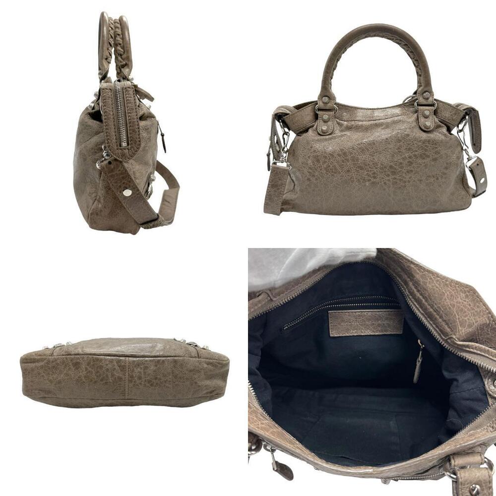 Balenciaga Leather Shoulder Giant Town Brown Bag